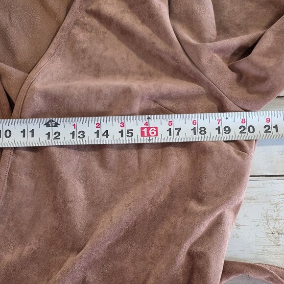 Kut From the Kloth Faux Suede Belted Jacket Dusty Rose Bell Sleeve Pocket Cozy - Picture 5 of 10